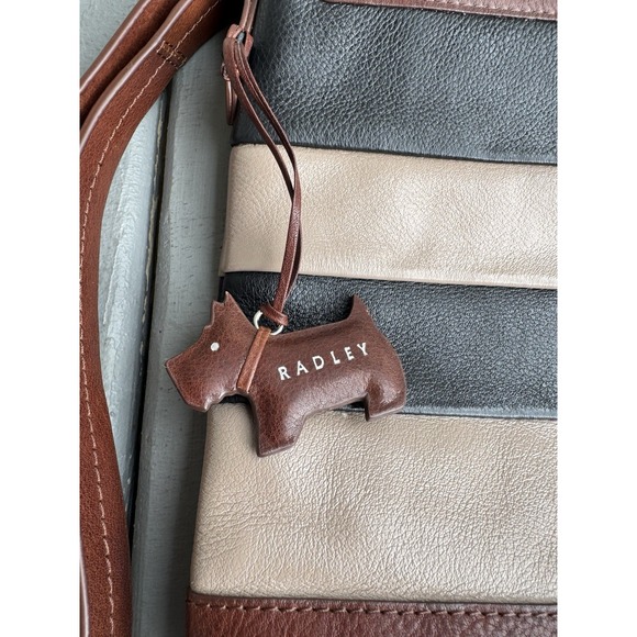 Radley & Co. London Colorblock Classic British Striped Leather Quiet Luxury Bag - Picture 3 of 10